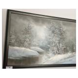 Framed Winter Landscape Painting by Rosina