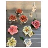 Porcelain Floral Display and Figurine Set
