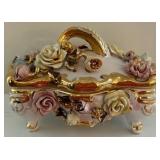 Decorative Porcelain Lidded Box with Floral Motif