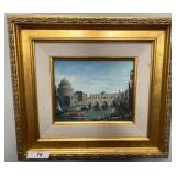 Framed Oil Painting of Venetian Canal Scene
