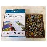Photo Albums Box and Assorted Bottle Caps