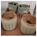 Four Ceramic Planters with Bear Motif