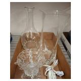 Three Glass Items and One Wired Lamp