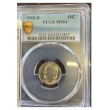 1960-D Roosevelt Dime, PCGS MS64 Graded
