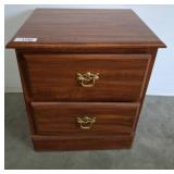 Two-Drawer Wooden Nightstand with Brass Pulls