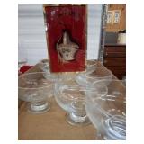 Glass Dessert Bowls and Lenox Ornament Box