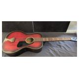 Vintage Acoustic Guitar With Red Sunburst Finish