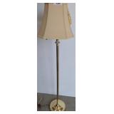 Brass Floor Lamp With Beige Fabric Shade