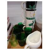 Snowman Mug Set with Green Glass Cups