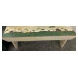 Folk Art-Style Painted Wood Bench, 48"