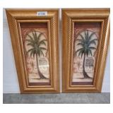 Framed Palm Tree Prints in Gold Frames