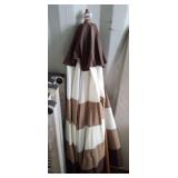Striped Patio Umbrella with Wooden Pole