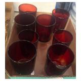 Red Glass Tumblers with Clear Bases