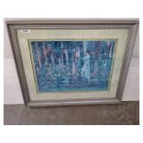 Framed Impressionist-Style Artwork, 33x28