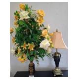 Floral Arrangement and Table Lamp, Mixed Materials