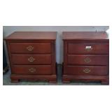 Wooden Three-Drawer Nightstands