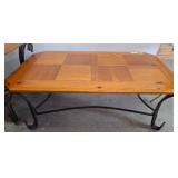 Wood and Metal Coffee Table with Parquet Top