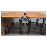 Wood and Metal Octagonal Side Tables, Pair