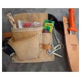 Leather Tool Pouch Set with Knife and Accessories