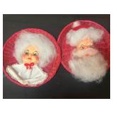 Red Wicker Santa and Mrs. Claus Wall Decor