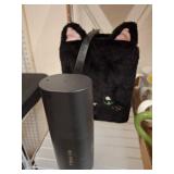 Black Cat Purse with Brush Set in Holder