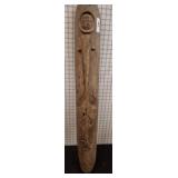 Carved Wooden Panel With Tribal Motif