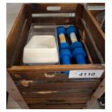 Wooden Crate with Plastic Tray and Foam Dumbbells