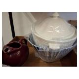 Ceramic Lot with Zanolli Bowl and Red Pitcher