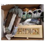 Box Lot With Frame, Shelf, Figurines, And More