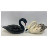 Carved and Painted Swan Figurines