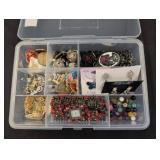 Plastic Organizer With Assorted Jewelry Items