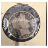 1899 Barber Half Dollar in Cardboard Flip