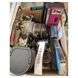 Box Lot of Cameras, Lenses, and Accessories