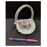 Fenton Opalescent Glass Basket with Twisted Handle