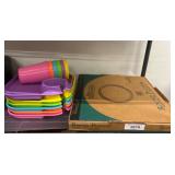Kids Plastic Cups and Plates With Platter Set