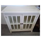 White Wood Cabinet with Glass-Pane Doors