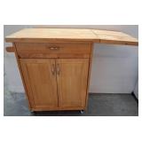 Wood Kitchen Cart with Drop-Leaf Countertop