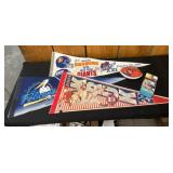 Sports Pennants, Card Box, and Football Toy