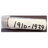 Tube of U.S. Wheat Pennies (1910-1939)