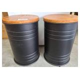 Two Glitzhome Metal Storage Stools