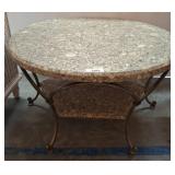 Round Marble Top Table With Wrought Iron Base