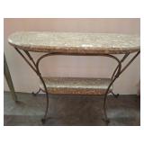 Demilune Console Table With Granite Surfaces