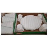Milk Glass Dishware Set with Grape Motif
