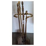 Brass Fireplace Tool Set with Stand