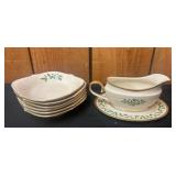 Lenox Holiday China Gravy Boat and Bowls