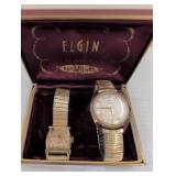 Two Vintage Elgin 17-Jewel Watches with Box