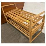 Bamboo Two-Tier Slatted Shoe Rack