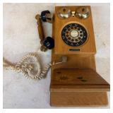 Wooden Wall-Mount Rotary-Style Telephone Replica
