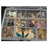 Plastic Case with Assorted Costume Jewelry