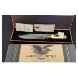 American Virtues Bowie Knife w/ COA, Boxed